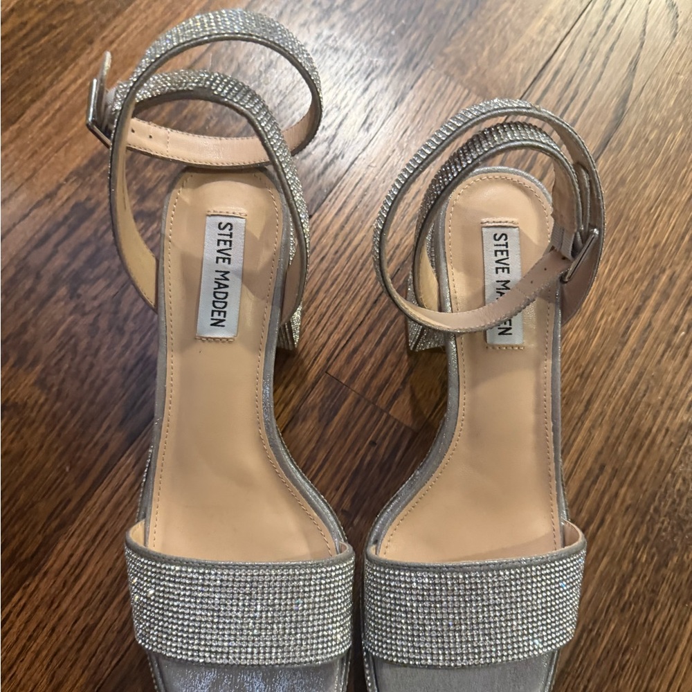 Steve Madden Silver Rhinestone Heels